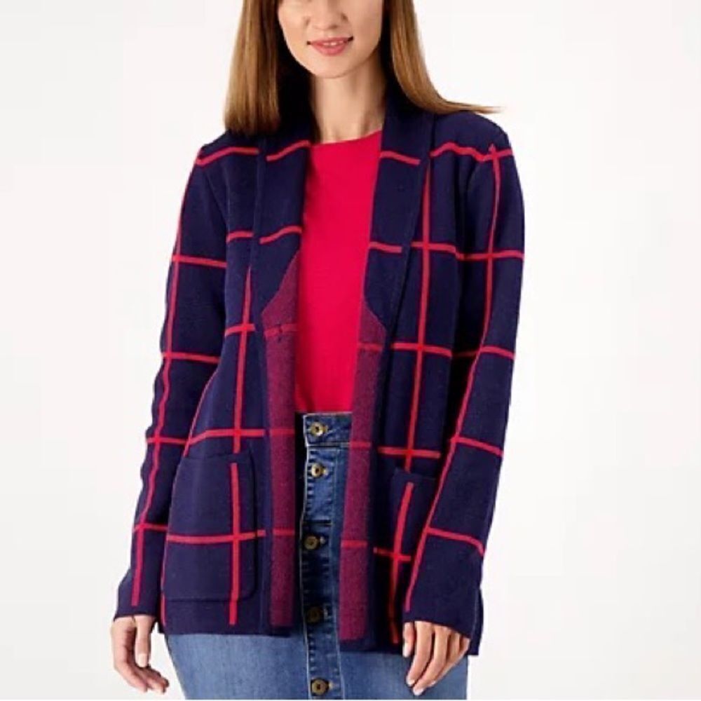 Denim & Co. Jacquard One Button Sweater Coat with Pockets